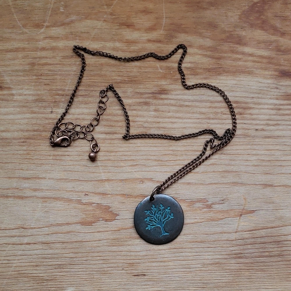 Bronze Tree Pendant Necklace
